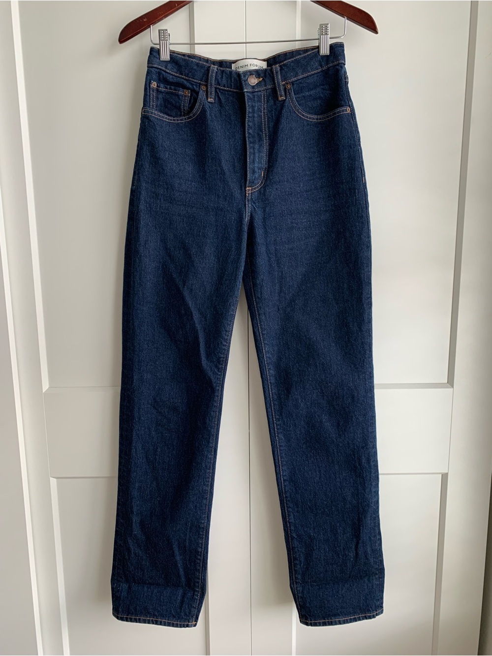 Denim Forum High Rise Dark Indigo Straight Jeans size 27